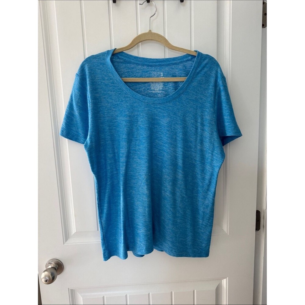 Time and Tru Blue Scoop Neck Short Sleeve Tee - Picture 1 of 3